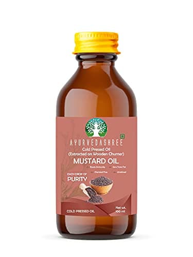 AYURVEDASHREE Mustard Oil 3.38 fl oz.. Cold Pressed Oil, Extracted on Wooden Churnerto Sustain maximum nutrition, 100% Pure & Natural, No GMO, Untreated and Unrefined, Cooking & Flavor Enhancer in Many Cuisines, 100 ML