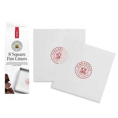 King Arthur Baking Company Square Cake Pan Liners, Oven Safe Reusable Nonstick European-Grade Silicone, 8-Inch, Set Of 2, For Easy Nonstick Cake Release