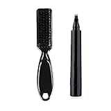 Vtrem 4 Tip Beard Pencil Filler for Men, Waterproof Sweat Proof Beard Pen Filler Fork Black Micro-Fork Barber Styling Pencil with Brush Creates Natural Looking Beard, Moustache & Eyebrows