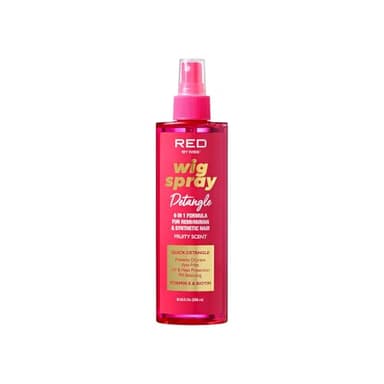 Red by Kiss Wig Spray, Extra Shine & Detangling Control for Remy, Human, Synthetic Hair, UV & Heat Protection, PH Balance & Long-Lasting Fragrance (8oz, Detangling)