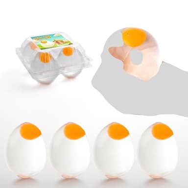 Squishy Ball Funky Splat Eggs (4-Pack) Namre Clear Egg Yolk Stress Relief Toys Squeeze Fidget Toys for Kids & Adults Sensory Easter Basket Fillers Squishies Party Favors