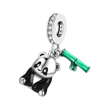 BEVALY Panda Bamboo Charms for Bracelets and Necklaces 925 Sterling Silver Bead Fit Pandora Brancelet Jewelry Gift for Women