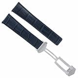 Ewatchparts 22MM MONACO LEATHER WATCH BAND STRAP DEPLOYMENT CLASP COMPATIBLE WITH TAG HEUER CARRERA BLUE