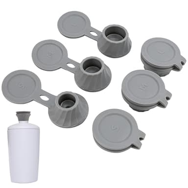 6pcs Bottle Emptying Kit Cap for Upside Down Dispenser Shampoo Lotion, Saver Flipping Set with 3 Size 0.7'' 0.9'' 1.1'' Adapter Transfer Connector, Inverted Every Drop Out Of Kitchen Condiments (Grey)