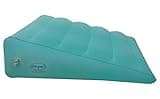 ObboMed HR-7510 Inflatable Portable Bed Wedge Pillow with Velour Surface for Sleeping, Travel, Trip Vacation, Horizontal Indention Prevent Sliding, 23” x 22” x(7.5”~1.5”), Cyan