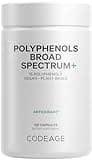 Codeage Polyphenols Broad Spectrum Supplement - Blend of 15 Berries, Fruits, and Botanical Extracts, Decaf Green Tea Leaf, Quercetin, Resveratrol, Pomegranate, Turmeric - Non-GMO - 120 Capsules
