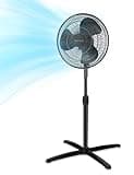 PELONIS Fan Portable 16 Inch Pedestal Fan| 3-Speed| 90° Oscillation| Adjustable Height| Standing Floor Fan for living room, bedroom, kitchen, and home office| Black, PFS40M2ABB