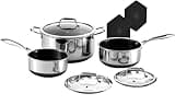 HexClad Hybrid Nonstick 6-Piece Pot Set with 2 Silicone Trivets, 2, 3, and 8-Quart Pots with Tempered Glass Lids, Stay-Cool Handles, Dishwasher-Friendly, Induction-Ready, Compatible with All Cooktops