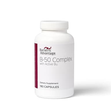 Bariatric Advantage Vitamin B50 Complex - for Bariatric Surgery Patients - High-Potency, Easy-Digest Mini Capsules - Vitamin B Complex Supplements - Brain Health Support* - 180 Count