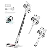 Ljuren Vacuum Cleaners for Home, 80,000PRM Powerful Motor Cordless Vacuum with Removable 2200mAH Battery up to 35 Mins Worktime, 2 Adjustable Modes and Detachable Parts Stick Vacuum (White Zinc Gray)