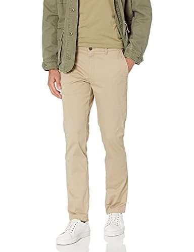 Amazon Essentials Men's Skinny-Fit Washed Comfort Stretch Chino Pant, Light Khaki Brown, 32W x 36L