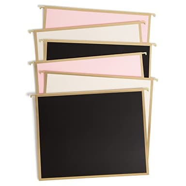 U Brands Classic Outline Hnaging File Folders, Office Supplies, Letter Size, Black, White and Pink with Gold, 6 Count