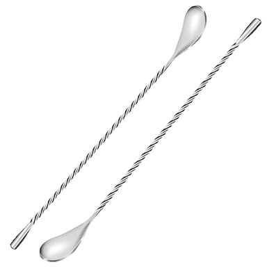 2 Pcs 12 Inch Bar Mixing Spoon Cocktail Spoon Stainless Steel Bar Long Spoon With Spiral Pattern