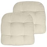 Sweet Home Collection Patio Cushions Outdoor Chair Pads Premium Comfortable Thick Fiber Fill Tufted 19" x 19" x 5" Seat Cover, 2 Pack, Cream