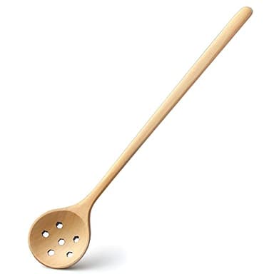 1 Pieces Olive Wooden Spoon,11 Inches Korean Style Long Handle Wooden Round Slotted Spoons for Jam Olive