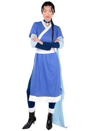 Women Deluxe Avatar The Last Airbender Katara Costume | Character Cosplay Outfit with Water Tribe Style Medium