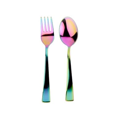 Ahimsa Stainless Steel Kids Utensils Set, Pediatrician Designed, Colorful Kids Silverware, Non Toxic, Dishwasher Safe, Rainbow Fork and Spoon