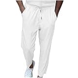 Athletic Sweatpants for Men Mens Joggers with Pockets Mens Corduroy Sweatpants Elastic Waist Drawstring Athletic Pants Oversized Straight Leg Stretch Joggers with Pockets White,XL