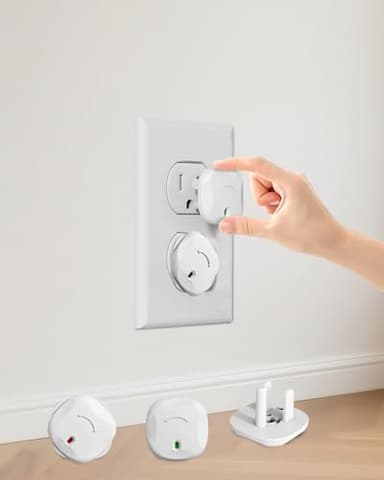 TrusTot Outlet Covers Baby Proofing, 24 Pack Plug Covers Baby Proofing, Outlet Plug Covers for US 3-Prong to Prevent Electric Shock, Outlet Covers for Home, Office, School, Toddlers & Babies, White