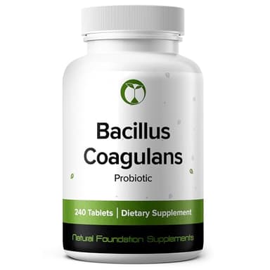 Natural Foundation Supplements Bacillus Coagulans Probiotic Supplement 240 Tablets 3 Billion CFU Probiotics for Men & Women Supports Intestinal Digestive & Gut Health (240, Bacillus Coagulans)