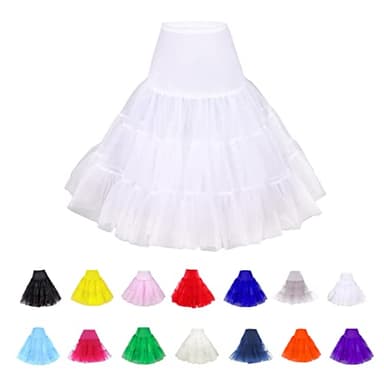 BABYONLINE D.R.E.S.S. Crinoline slips for women Knee Length White Petticoat Skirt 1950s Underskirt,White,Size Large