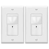 TOPGREENER PIR Motion Sensor Light Switch, Occupancy & Vacancy Motion Sensor Switch, 𝐎𝐩𝐞𝐫𝐚𝐛𝐥𝐞 𝐖𝐢𝐭𝐡𝐨𝐮𝐭 𝐆𝐫𝐨𝐮𝐧𝐝 𝐖𝐢𝐫𝐞, No Neutral Wire, Single Pole, TDOS5-HL-W-2PCS, White