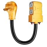 MECMO NEMA 10-50P to 4X NEMA 5-15R 5-20R T-Blade Household w/ Circuit Breaker, 220/250V Electrical Stove/Range/Oven to Gas Range 110/125V Power Convert Adapter 10-50P to Four 5-15/5-20R,STW 10AWG/3C
