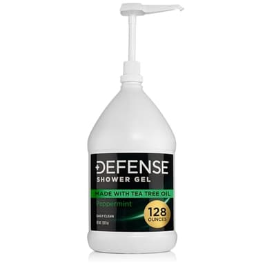 Defense Soap Peppermint Tea Tree Body Wash Shower Gel 1 Gallon (128 Fl Oz) | Organic Tea Tree Oil & Eucalyptus | Wrestling, BJJ & Gym Soap for Athletes | Ringworm, Jock Itch & Body Odor Defense