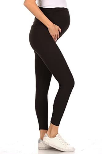 Leggings Depot Women's Maternity Leggings Over The Belly Pregnancy Casual Yoga Tights (Black, Small)