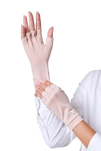 Coolibar Fingerless UV Sun Gloves - UPF 50+ Sun Protection - Ouray in Beige