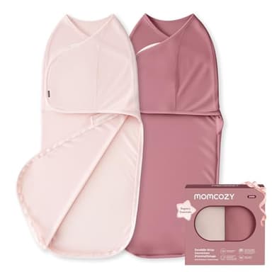Momcozy Swaddles for Newborns, Quiet Fastener Swaddle Suitable for Infant 0-3 Months, New-Parent-Friendly Sleep Sack, Reduce Startle Reflex, Newborn Boys Girls Registry Essentials, 2-Pack, Bloom