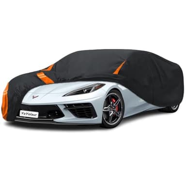 YoYolaur 10-Layer for Chevy Corvette C8 Car Cover Waterproof All Weather for Automobiles, Outdoor Full Exterior Covers Soft Cotton Lining with Door Zipper, Fit for Corvette C8 2020-2025