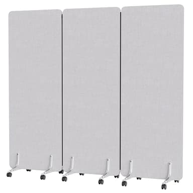 MORDEER 70.8" W x 63" H Freestanding Partition Room Dividers, Acoustic Panels with Wheels, 3 Soundproof Privacy Panels for Office, Reception Room, School, Hospital, Light Grey