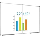 JILoffice Large Foldable White Board 60x40 Inches, Dry Erase Magnetic White Board, Silver Aluminum Frame with 2 Detachable Marker Tray Wall Mounted Board for Office Home and School