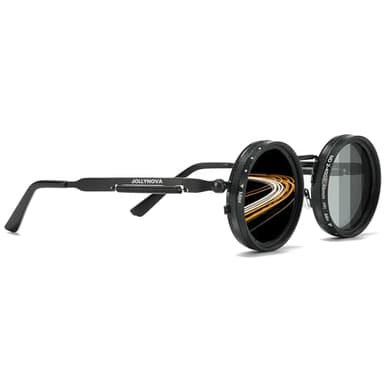 JOLLYNOVA Adjustable Tint Sunglasses, 1-9 Gears Nightshift Glasses Retro Round Polarized Dimming Glasses ND Filter Lenses (Black)
