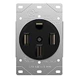 ENERLITES 50 Amp Range Receptacle Outlet for RV and Electric Vehicles, NEMA 14-50R, 3-Pole, 4 Wire (10, 8, 6, 4 AWG Copper Only), 125/250V, 66500-BK, Black, 1 Pack
