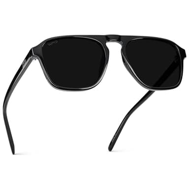 WearMe Pro Polarized Modern Aviator One-Bridge Square Mens Sunglasses (Black/Triple Black Lens)
