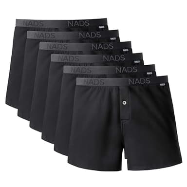 NADS Organic Cotton Boxers – Soft & Breathable Men's Underwear with Tagless, No-Roll Waistband – No Harsh Chemicals, Hormone-Safe Non-Toxic Materials to Protect Your Package – Black 6pk (X-Large)