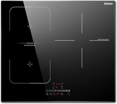 Karinear 24 Inch Induction Cooktop 3 Burners, 6800W Built-in Induction Stovetop with Flex Zone,Child Safety Lock, Timer, Boost, Slider Control Black Glass Electric Cooktop 220-240V Hard Wire