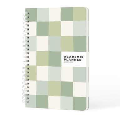 Sweetzer & Orange Academic Planner 2025-2026 – Student Planner for August 2025 to July 2026 – Weekly & Monthly Layout – Sturdy Cover & Stickers – Checkered Green Design – 5.5” x 8.5”