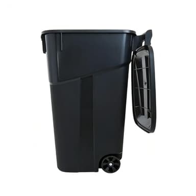 32 Gallon Trash Can, Black Large Capacity Garbage Bin with Lid and Wheels, Outdoor Trash Can for Kitchen, Garden, Garage, Patio, Office