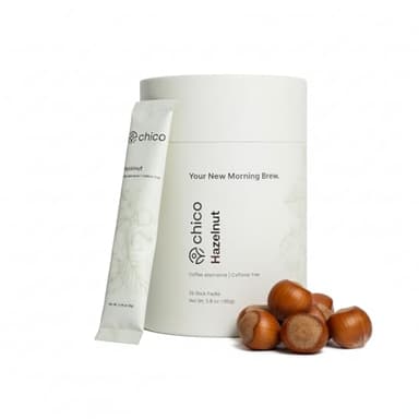 Chico Caffeine-Free Hazelnut Chicory Coffee Substitute | Low Acid, High Fiber, Instant Stick Packs | Plant-Based, Vegan, Natural | 20 Servings