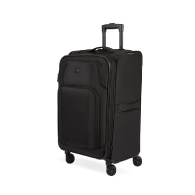 SwissGear Sion II Softside Expandable Luggage with Spinner Wheels, Black, Checked-Medium 24-Inch