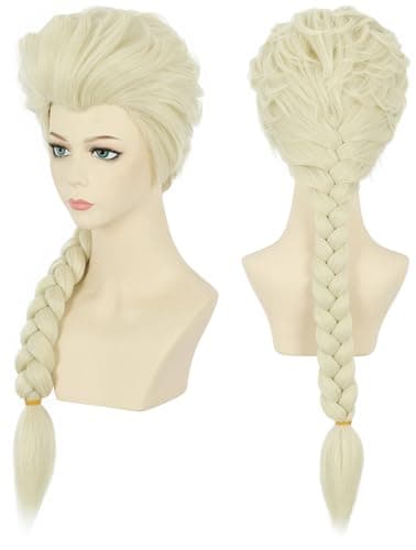 karlery Women Long Blonde Braided Princess Wig Beige Braid Wig for Halloween Costume Cosplay Party