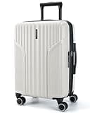 BAGSMART Expandable Carry On Luggage 22x14x9 Airline Approved, Carry-On Suitcase with Spinner Wheels, Hardside Polycarbonate Rolling Travel Luggage with TSA Lock 20-Inch, Beige
