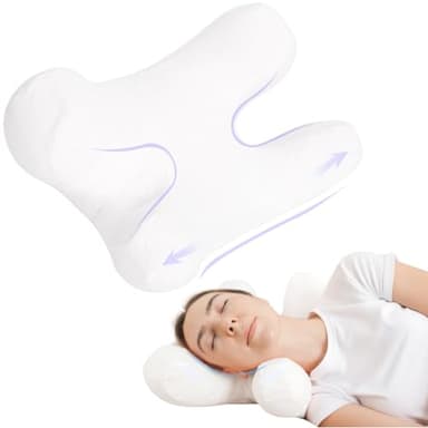 vocheer Anti Wrinkle Pillow, Comfortable Down Alternative Face Pillow, Adjustable Beauty Pillows Provides Neck Support and Pain Relief, Perfect Ergonomic Design for Side Sleeper, Amplexus, White