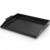 Onlyfire Universal Cast Iron Cooking Griddle, Pre-Seasoned Nonstick Coating Griddle Flat Top Grill Plate with Extra High Sidewalls for All Gas Grills and 4 Burner Range Oven, 23" x 16"