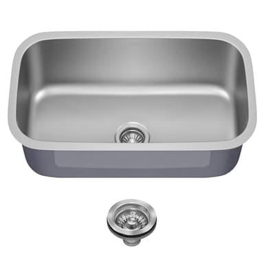 Kraus 31 1/2 Inch Stainless Steel Kitchen Sink, Durable 18 Gauge Single Bowl Kitchen Sinks Undermount, KBU14