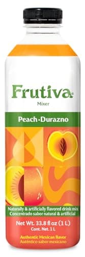 Frutiva Authentic Peach Drink Mix | Made in Mexico with Cane Sugar | Aguas Frescas Concentrate Makes 2.6 Gallons | No High Fructose Corn Syrup | Perfect for Drinks, Desserts & More