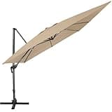 Sunnyglade 10x10Ft Cantilever Patio Umbrella Square 360° Rotation & Integrated Tilting System Offset Umbrella with 8 Sturdy Ribs, Fade-resistant & Waterproof for Garden Backyard Poolside Deck (Tan, 10x10FT)